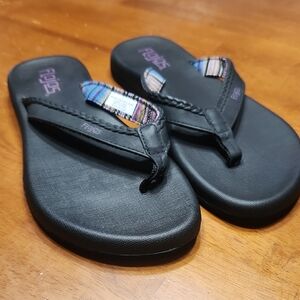 Flojos Black Sandals with Multicolor Straps